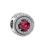 Red Round Charm 925 Sterling Silver