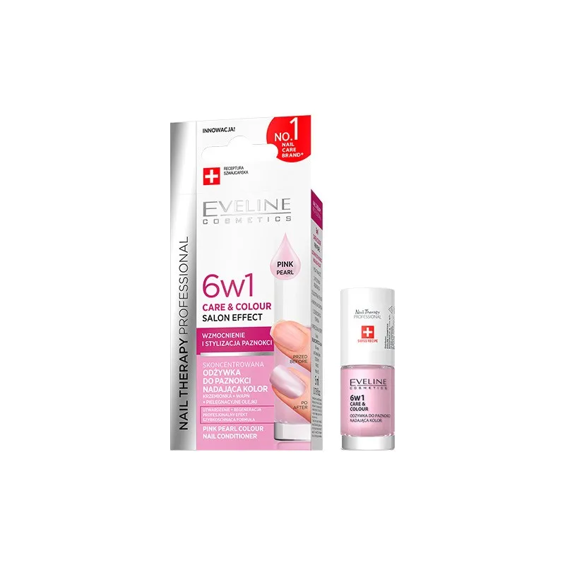 eveline-nail-therapy-6in1-care-colour-salon-effect-pink-pearl EVELINE Nail Therapy 6in1 Care & Colour Salon Effect Pink Pearl 5ml - Image 1